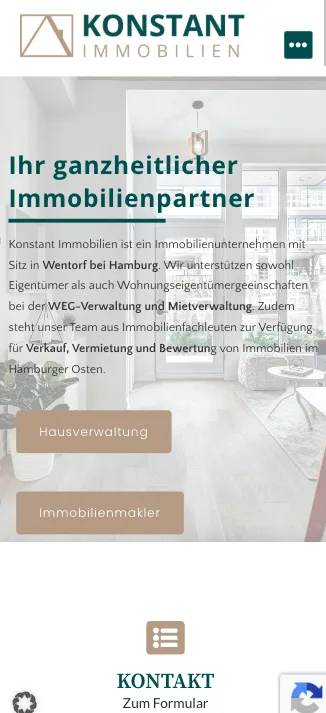 Website Konstant Immobilien auf dem Smartphone
